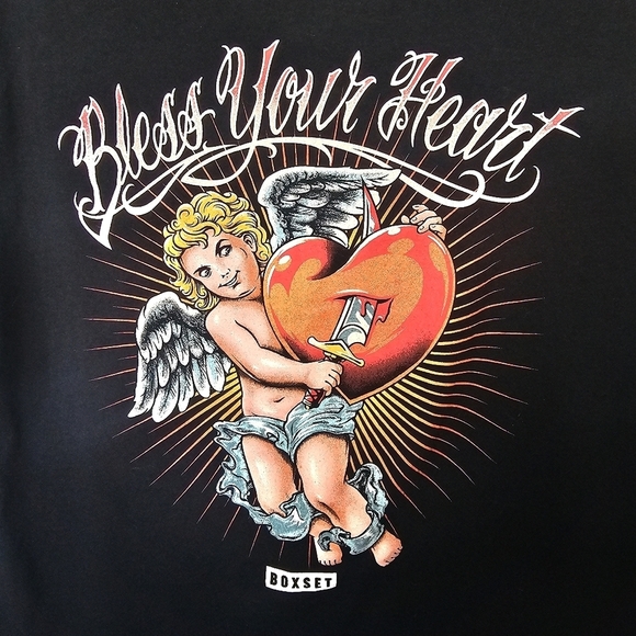 Boxset Mens Black Tee Shirt Large Bless Your Heart Graphic Cherub Angel Biker‎ - Picture 11 of 11